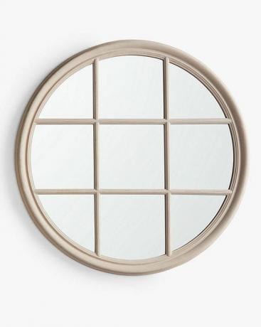 مرآة حائط للنافذة بإطار خشبي دائري