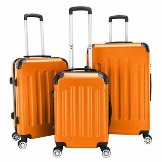 طقم حقائب سفر هارد سايد خفيف الوزن باللون البرتقالي مكون من 3 قطع