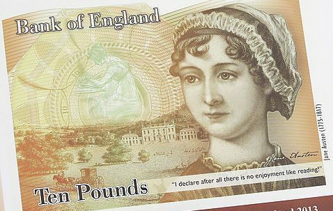 جين اوستن على ورقة جديدة عشرة جنيه - 10 جنيه استرليني