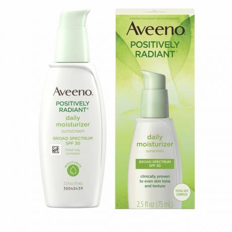 مرطب الوجه اليومي من Aveeno Positively Radiant مع مركب فول الصويا بالكامل وواقي من الشمس واسع الطيف SPF 30 ، خالٍ من الزيوت وغير كوميدوغينيك ، 2.5 مل. أوقية [1]