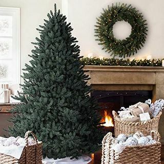 6.5 'شجرة عيد الميلاد الاصطناعية غير مضاءة التنوب الأزرق
